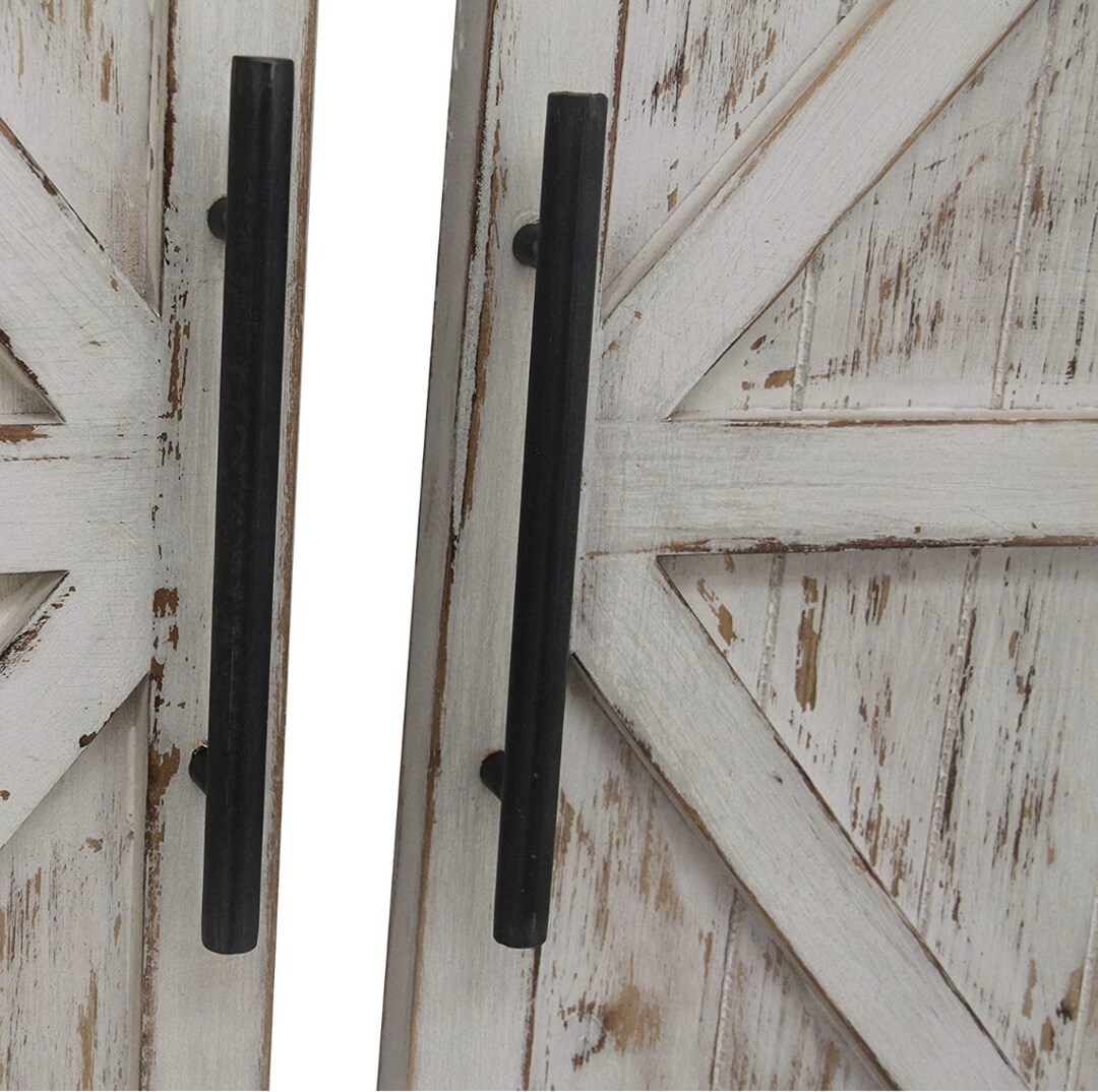 White Carriage Barn Door Wall Plaque 2piece Set Large Etsy