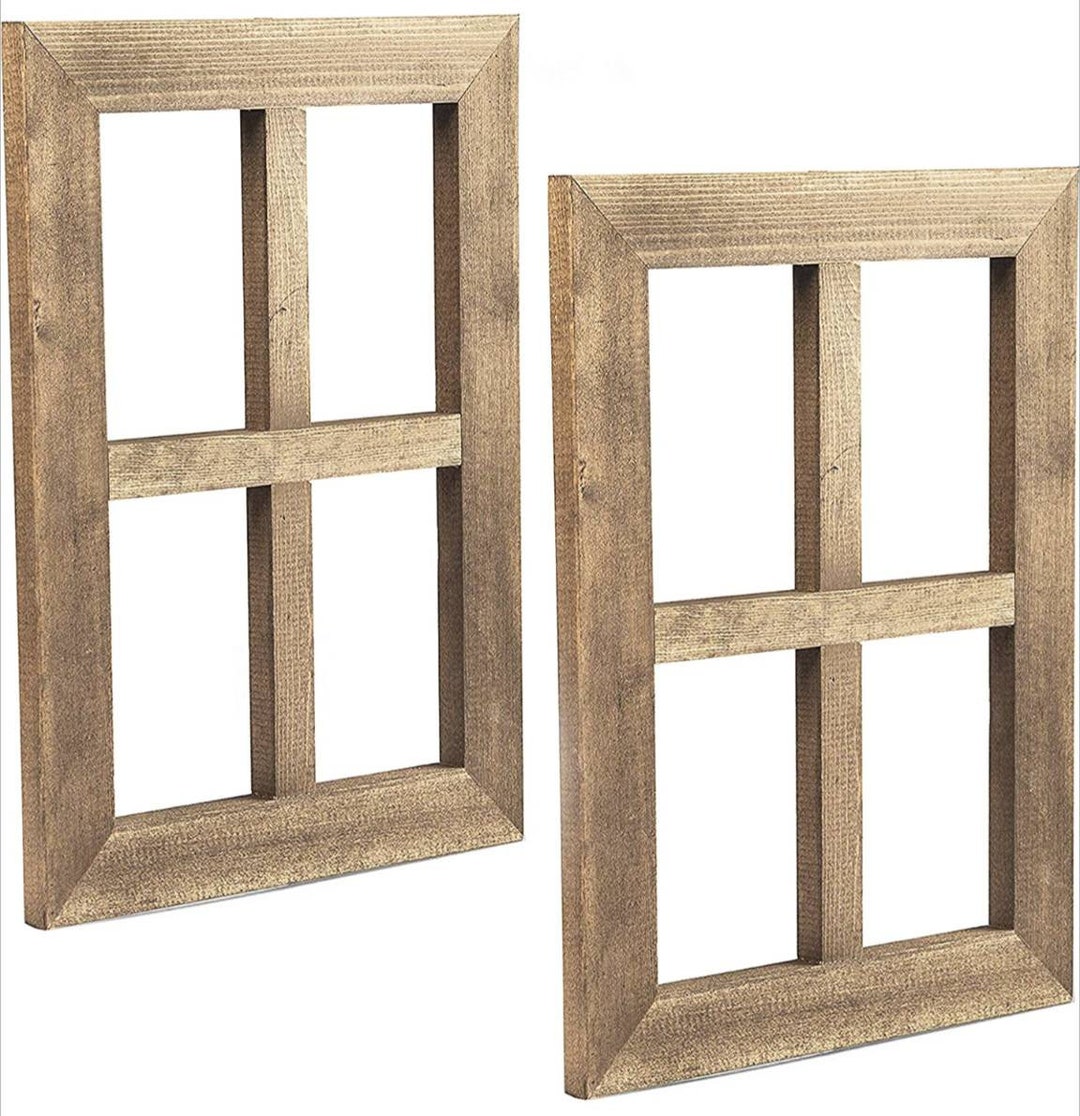 Window Frame Wall Decor 2 Pack Rustic Wood Window Pane Country