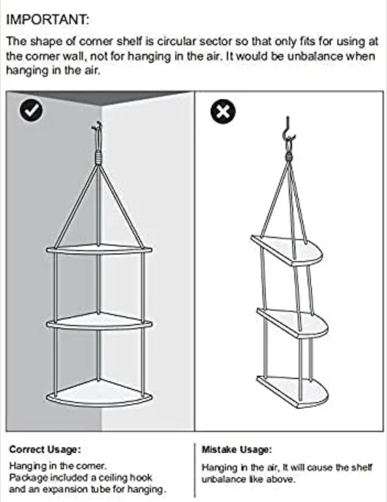 Hanging Corner Shelf 3 Tier Wall Shelf With Jute Rope Wood Etsy