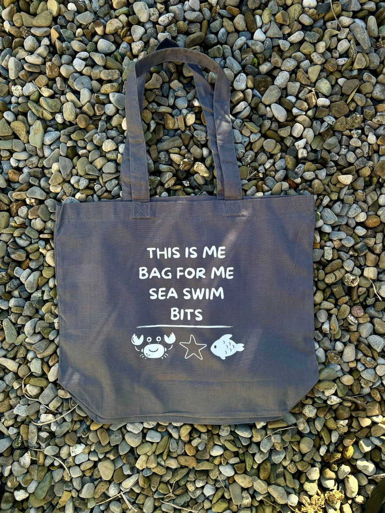 Sea Swimming Bag, Sea Swimming Tote Bag, Reusable Cotton Maxi Tote Bag, Cute Present, Sea Swimming Gifts, Wellness Gift for Employees image 1