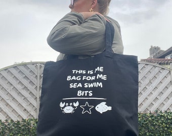 Sea Swimming Bag, Sea Swimming Tote Bag, Reusable Cotton Maxi Tote Bag, Cute Present, Sea Swimming Gifts, Wellness Gift for Employees