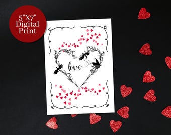 Dragon Heart Valentijnsdagkaart afdrukken: Fantasy Love (digitale download)