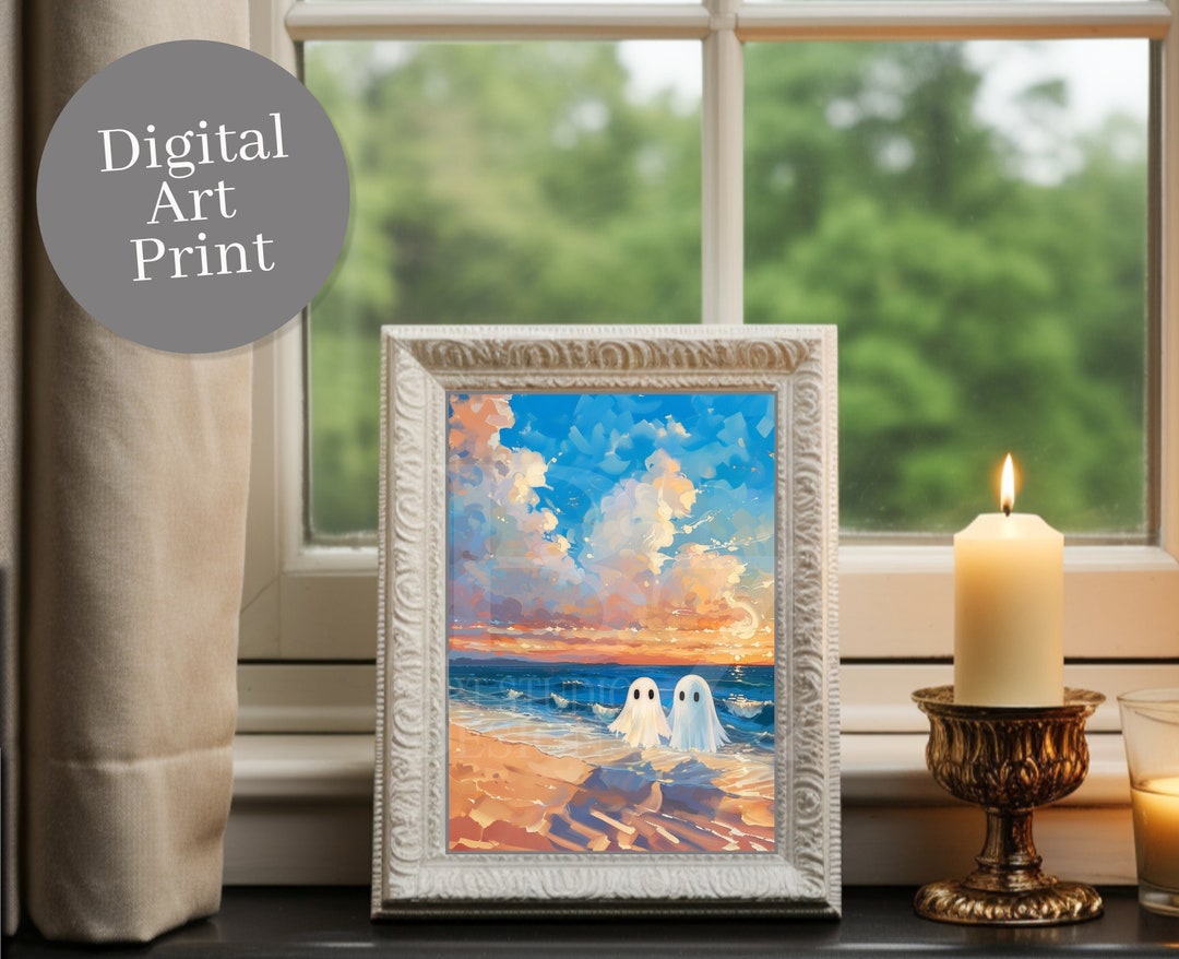 Ghost Sunset Beach Art Print | Spooky Home Decor (digital Download) - Etsy