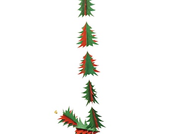Handmade Lokta Paper Christmas Tree Garland: Nepal Festive Decor
