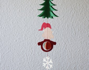 Guirlande de Noël, Guirlande en papier Lokta faite à la main, Sapin de Noël, Père Noël, Flocon de neige, Décoration festive cousue à la main, 150 cm, Fabriqué au Népal