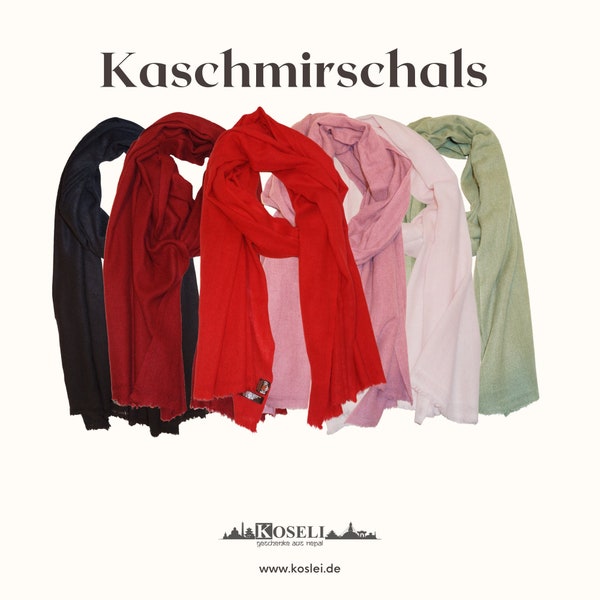 Kaschmirschals | Handgewebte Schals aus reiner Kaschmirwolle | Pashmina-Schals | Stola | Rot | Schwarz | Altrosa | Hellrosa | Lindgrün