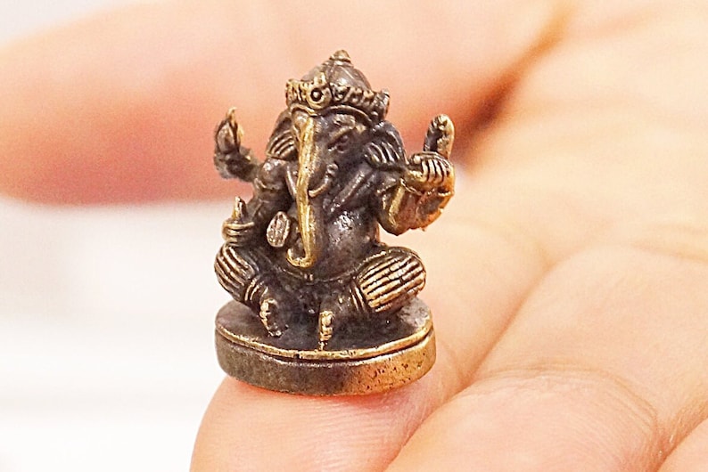 Mini Ganesha Figure Ganesh Statue Ganapati Elephant God Prosperity & Success Remover of obstacles Handcrafted in Nepal image 2