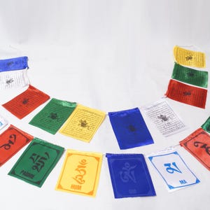 Om Mani Padme Hum Prayer Flags: Tibetan Lungta Wind Horse, Handmade