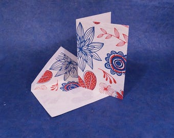 Handgjort Lokta-pappershälsningskort: Screentryckt blomdesign