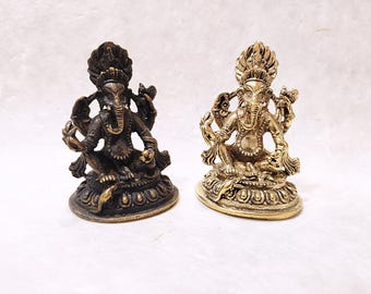 Handcrafted Brass Ganesh Statue: Hindu God of Success, Nepal