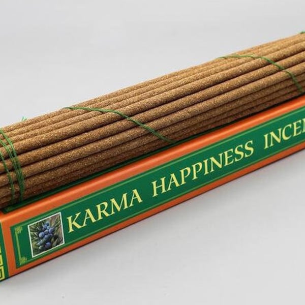 Karma Happiness Räucherstäbchen, Natural Herbal Incense, unparfümiert, hergestellt aus ayurvedischen Kräutern, handgefertigt in Nepal