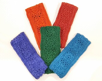 Hand-knit Wool Crochet Headband: Fleece-Lined Ear Warmer, Nepal