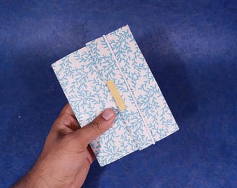 Handmade Lokta Paper Journal: Screen-print Branches, Elastic Closure