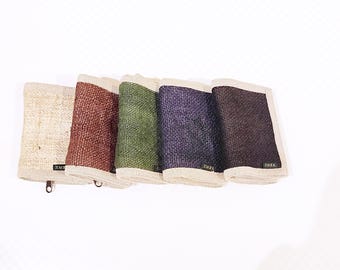 Handmade Hemp Trifold Wallet: Natural Fiber Billfold with Coin Case