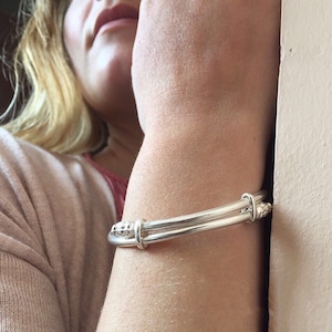 999 Fine Silver Elephant Head Bangle - Handmade Nepal