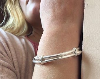 999 Fine Silver Elephant Head Bangle - Handmade Nepal