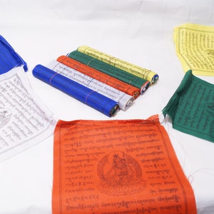 Tibetan Prayer Flags: Handmade Wood Print Lungta Windhorse (2m)