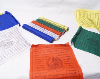 Tibetan Prayer Flags: Handmade Wood Print Lungta Windhorse (2m)