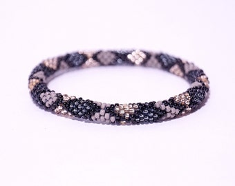 Vibrant Nepalese Glass Bead Bracelets Roll-on Crochet Bangles One-size Handcrafted Beadwork Nepali Jewelry, handmade in Nepal