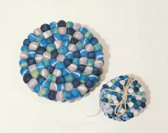 Posavasos de fieltro de lana hechos a mano: Salvamanteles colorido - Nepal