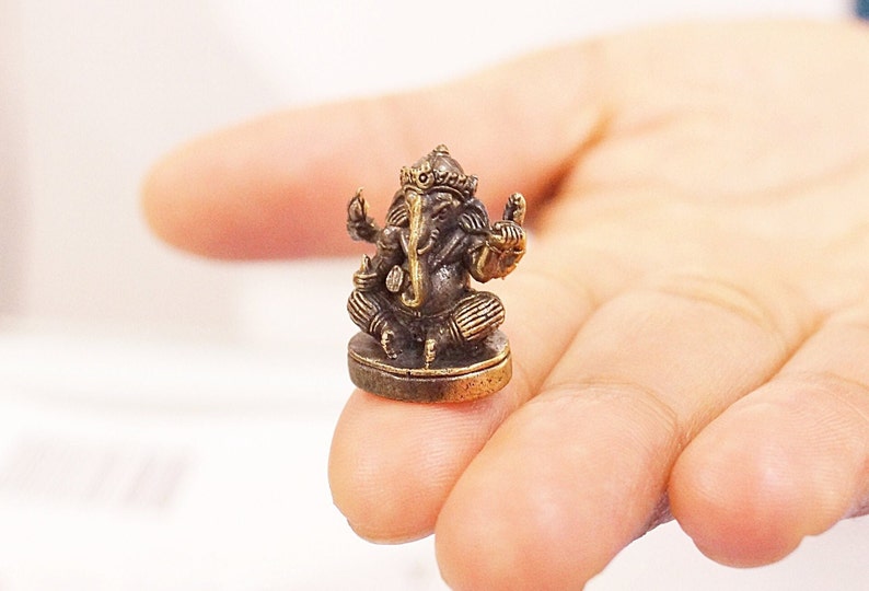 Mini Ganesha Figure Ganesh Statue Ganapati Elephant God Prosperity & Success Remover of obstacles Handcrafted in Nepal image 1