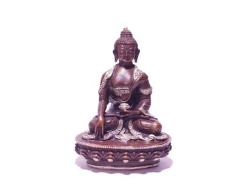 SHAKYAMUNI Kopparfigur Siddhartha Gautam Buddhastaty 9 cm 240 g | Handgjord i Nepal
