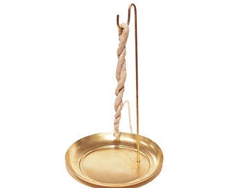 BATEKO DHOOP Hand Coiled Rope Incense Clay holder Brass stand 8 aromatic herbs ASTASUGANDHA Handmade in Nepal