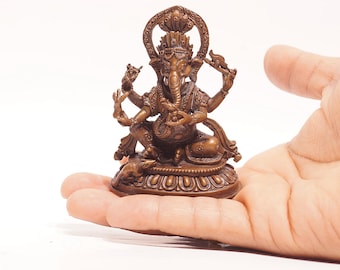 Ganesh Copper Figure Ganesha Ganapati Elephant-God Statue Prosperity Success | Remover of obstacles | Handcrafted in Nepal
