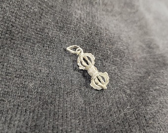 Fine Silver Vajra Pendant: Handmade Dorje Locket, Nepalese Amulet