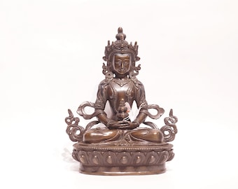 APARAMITA Buddha-Figur Oxidizierte Kupferstatue Authentisches Kunsthandwerk | 22 cm 8.5" 1.4 kg | Handgefertigt in Nepal