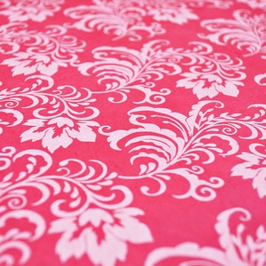 Handmade Pink Lokta Wrapping Paper: White Floral Screen-printed Gift Wrap