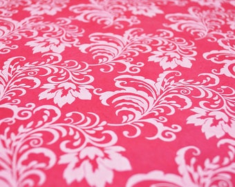 Handmade Pink Lokta Wrapping Paper: White Floral Screen-printed Gift Wrap