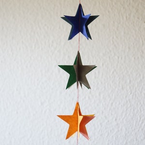 Stern Girlande Bunte handgefertigte Lokta-Papiergirlande Weihnachtsgirlande Mehrfarbig handgenähte Festdeko, 150 cm, handgemacht in Nepal