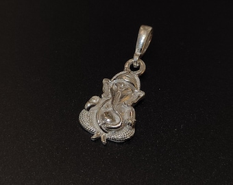Fine Silver Ganesha Pendant: Handmade Lucky Charm, Ganesh Hindu God