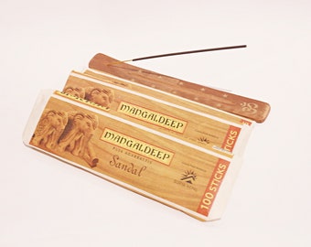 MANGALDEEP Incense Sandalwood Aroma Traditional Nepali Dhoop, Wooden Incense-holder | Value Pack 100 sticks | Made in Nepal