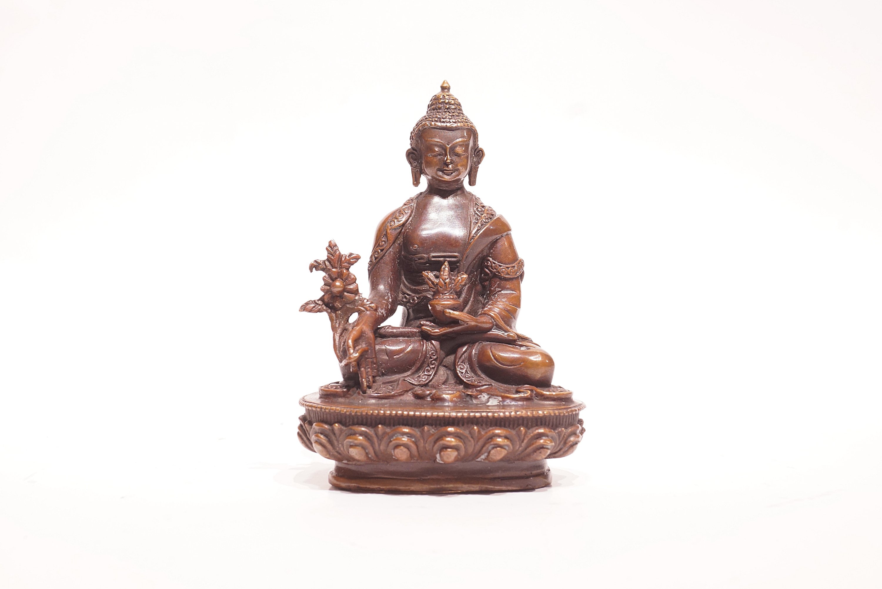 Medicine Buddha Copper Figure | Bhaisajyaguru | Handcrafted in Nepal | Healing Buddha