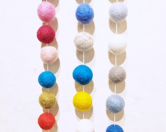 Felt Ball Garland: Rainbow Wool Pom Pom - Handmade Nepal Decor