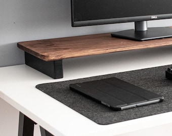 Desk Shelf Walnut Monitor Riser Stand System Desk Organiser