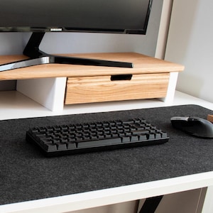 Solid Oak monitor stand with drawer Custom size / shelf / raiser/ Home Office/ iMac stand / gift for him