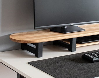 Solid Oak monitor stand Custom size / shelf / raiser/ Home Office/ iMac stand / gift for him