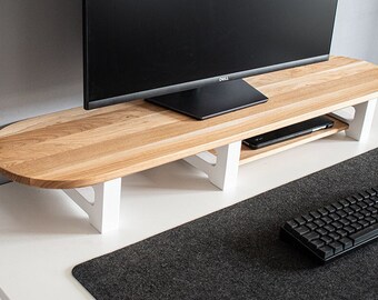 Solid Oak monitor stand Custom size / shelf / raiser/ Home Office/ iMac stand / gift for him