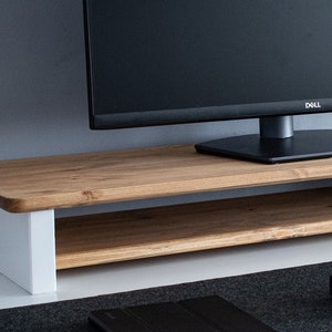 Solid wood monitor Oak finish stand Custom size / shelf / raiser/ Home Office/ iMac stand / gift for him