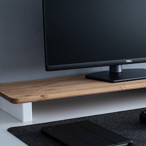 Solid wood monitor Oak finish stand Custom size/ shelf / raiser/ Home Office/ iMac stand / gift for him