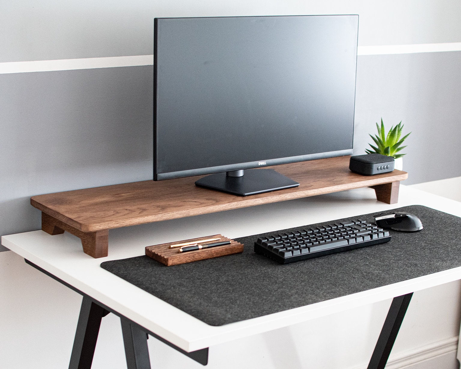 Adjustable Black Walnut monitor stand/shelf/riser, iMac stand, Desk Tidy,  custom sizes - Wood 'N' Pegs