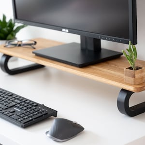 Solid Oak monitor stand Custom size/ shelf / raiser/ Home Office/ iMac stand / gift for him