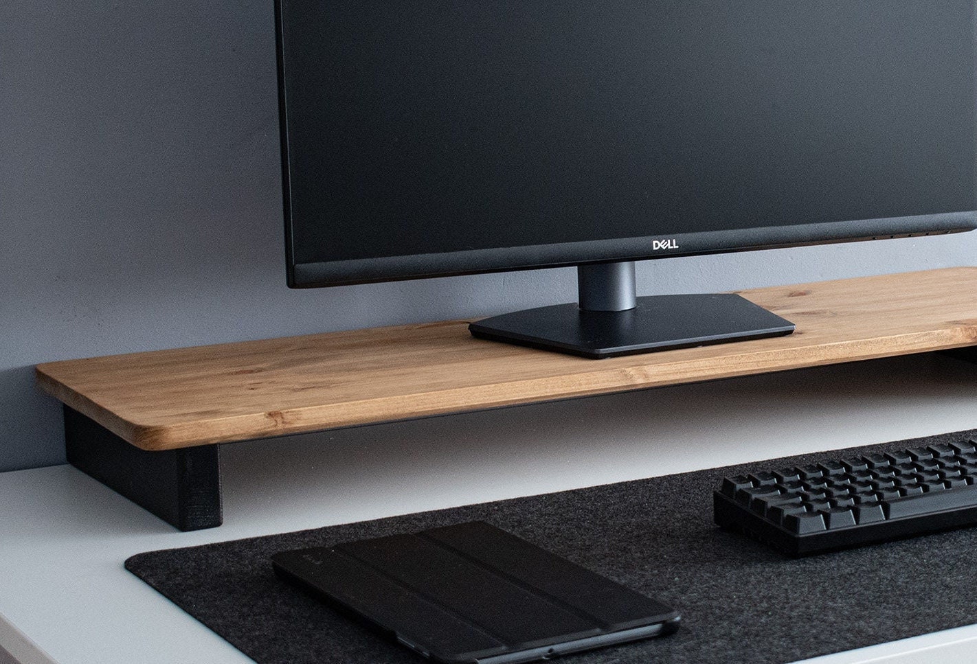 Oak Finish Monitor Stand: Solid Wood Imac Riser, Custom Size - Etsy UK