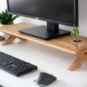 Solid Oak monitor stand Custom size/ shelf / raiser/ Home Office/ iMac stand / gift for him