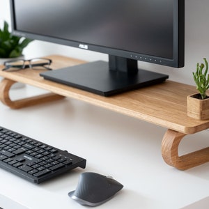 Solid Oak monitor stand Custom size/ shelf / raiser/ Home Office/ iMac stand / gift for him