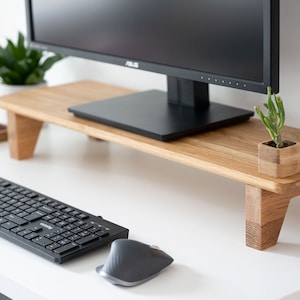 Solid Oak monitor stand Custom size / shelf / raiser/ Home Office/ iMac stand / gift for him