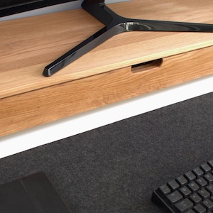 Solid Oak monitor stand with drawer Custom size / shelf / raiser/ Home Office/ iMac stand / gift for him
